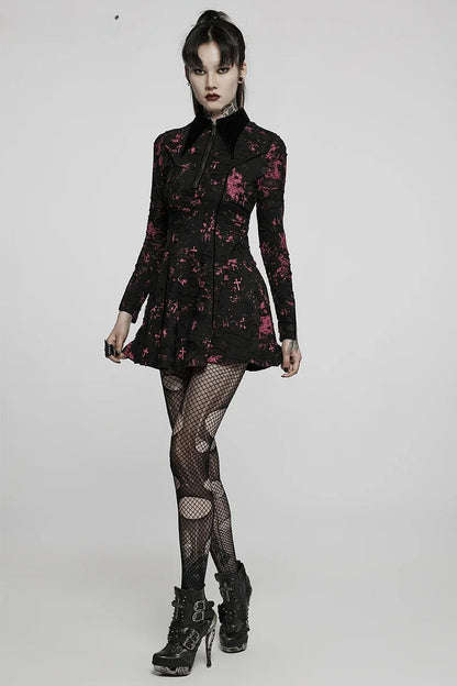 Gothic Printed Elastic Ripped Knitted Dress