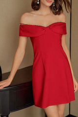 Off Shoulder Butterfly Embellished Bodycon Dress