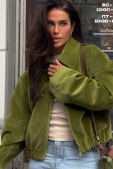 Oversized Velvet Baseball Style Jacket