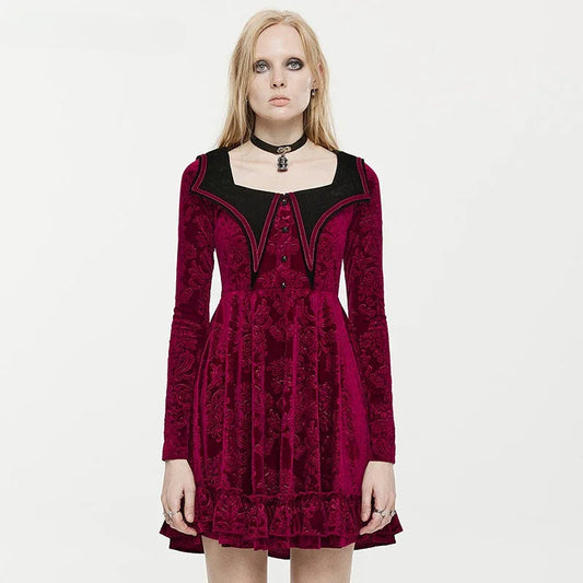 Gothic Bat Shaped Velvet Mysterious Mini Dress