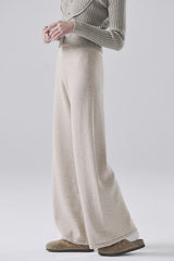 Solid Wool Straight Leg Knit Pants