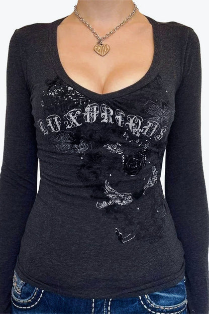 Gothic Graphic Long Sleeve T-Shirt