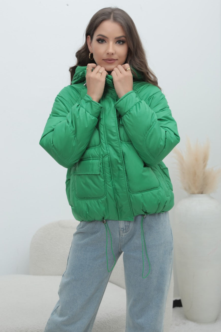 Bright Color Stand Collar Puffer Coat coats