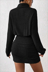 Slim Fit Ribbed Knit Sweater Dress