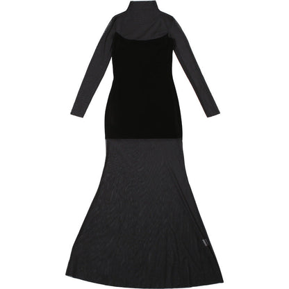 Velvet Crush Sheer Dress - Black