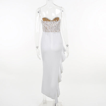 Fringila Asymmetric Dress - White