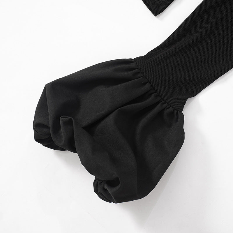 Trent Top With Umbrella Cuff Sleeves - Black