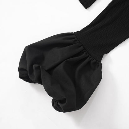 Trent Top With Umbrella Cuff Sleeves - Black