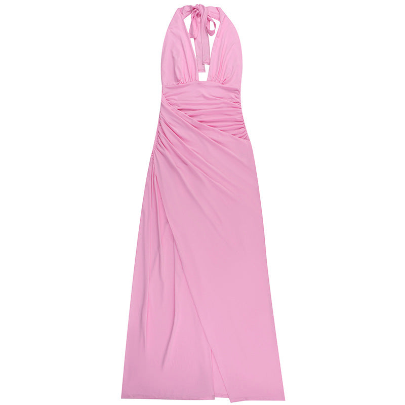 Rosier Slit Dress-Pink