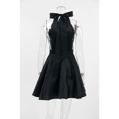 Bow-Gate Mini Dress - Black