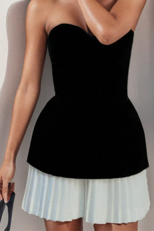Pleated Bustier Cocktail Dress