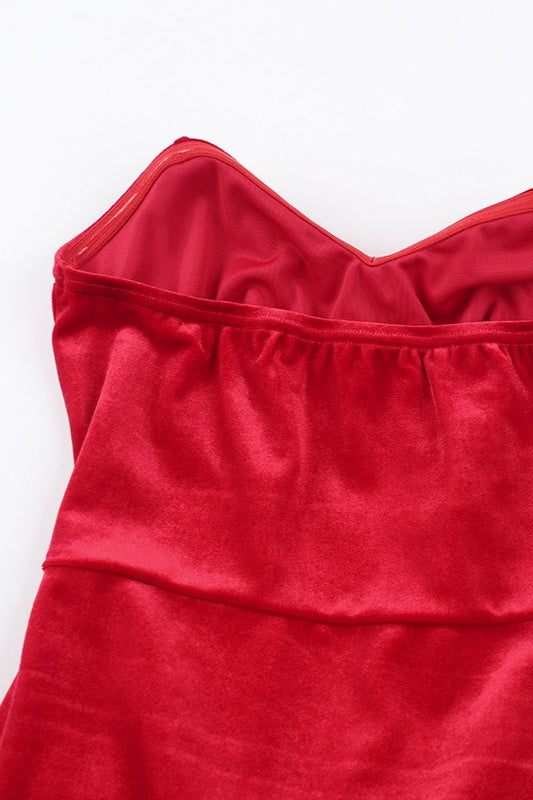 Boned Corset Velvet Party Dress