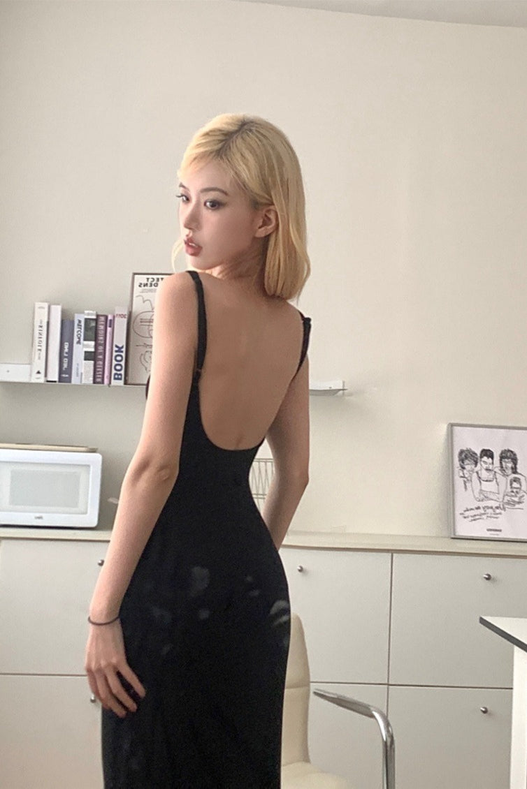 Sexy Spaghetti Strap Backless Formal Dress