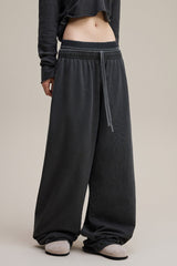 Double Waist Vintage Denim Knit Pants
