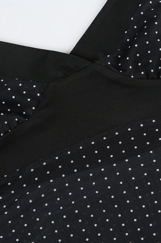 Sheer Polka Dot V-Neck Halter Cami Crop Top