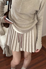Pleated Knit Mini Skirt