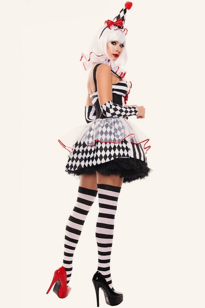 Checkerboard Circus Clown Cosplay Halloween Costume