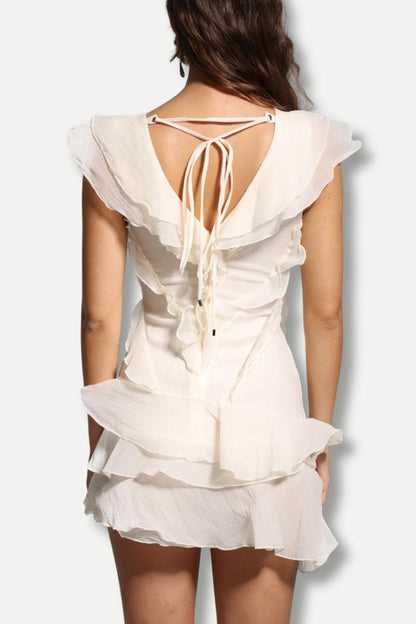 Asymmetric Ruffled Mini Dress