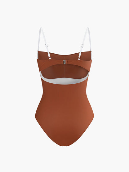 Contrast Removable Pads Cutout One Piece Swimsuit One Pieces