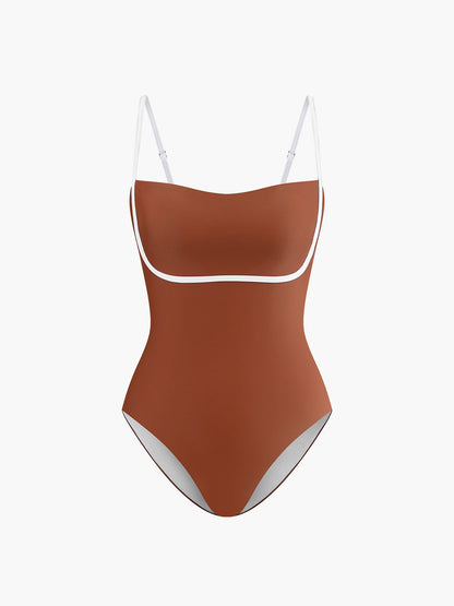 Contrast Removable Pads Cutout One Piece Swimsuit One Pieces