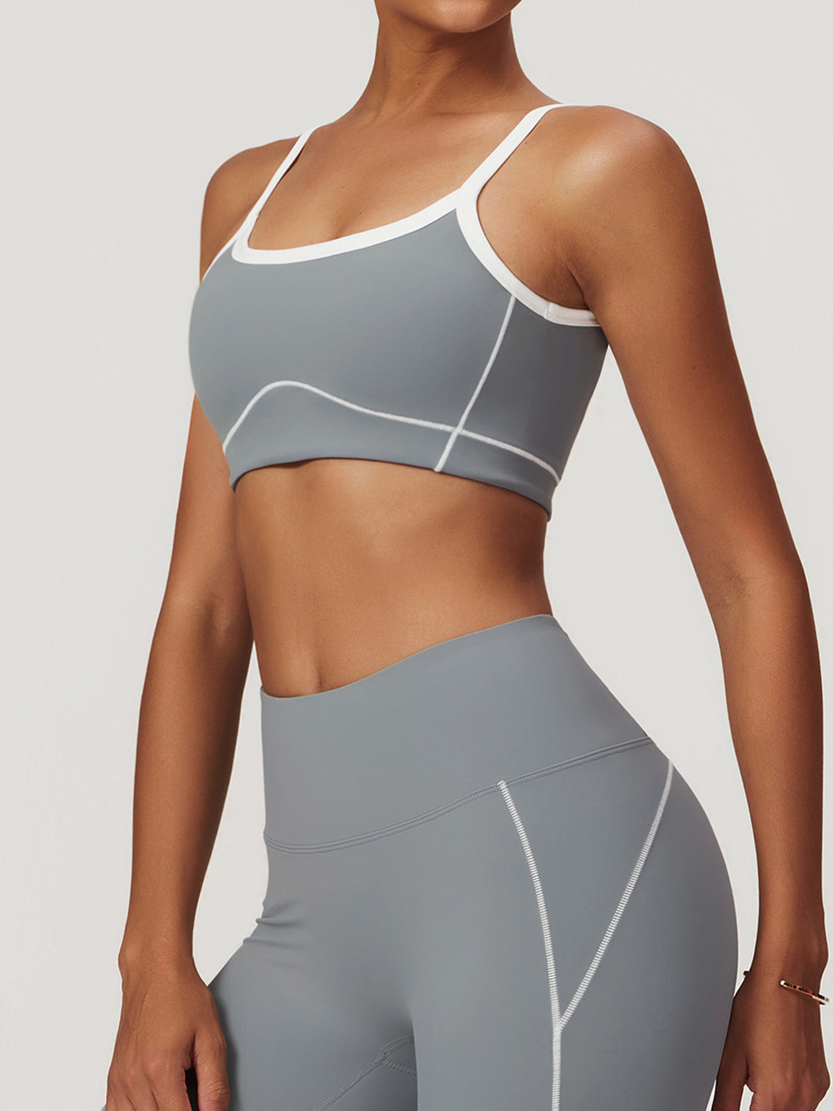 Seamless Contrast Binding Sports Bra Active Tops
