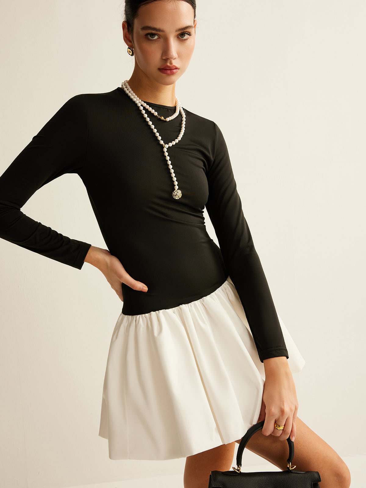 Two Tone Panel Slim Dress Dresses