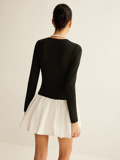 Two Tone Panel Slim Dress Dresses