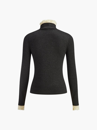 Elegant Contrast Trim Jersey Top T Shirts