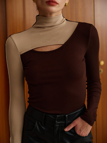 Cutout Color Block Top T Shirts