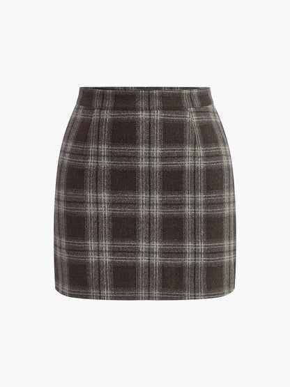 Plaid Tweed Mini Skirt Skirts
