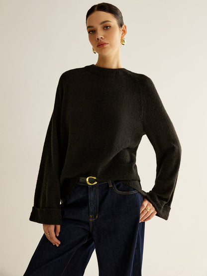 Oversized Open Back Tie Sweater Sweaters