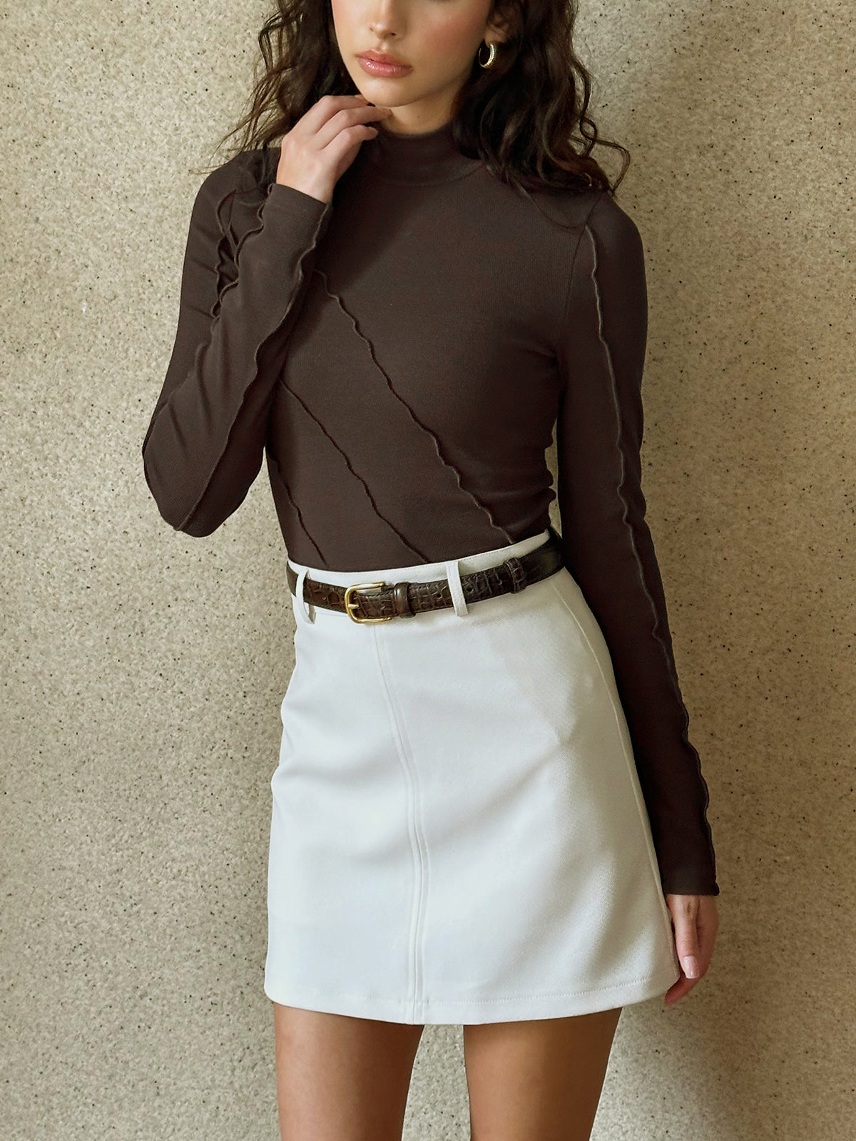 Asymmetrical Lettuce Trim Skinny Top T Shirts