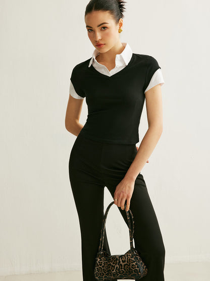 Polo Neck Color Block T Shirt T Shirts