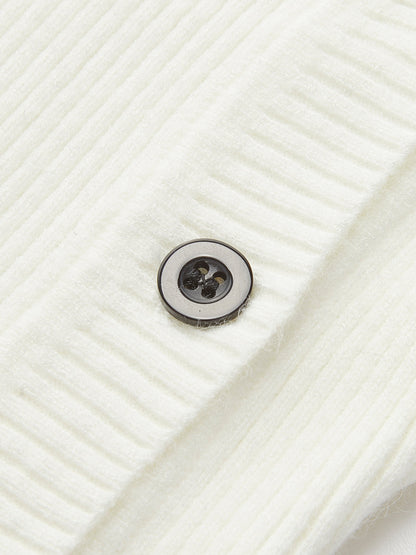 Plain Asymmetrical Breasted Sweater Sweaters