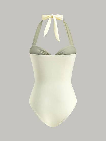 Bow Tie Halter One Piece Swimsuit One Pieces