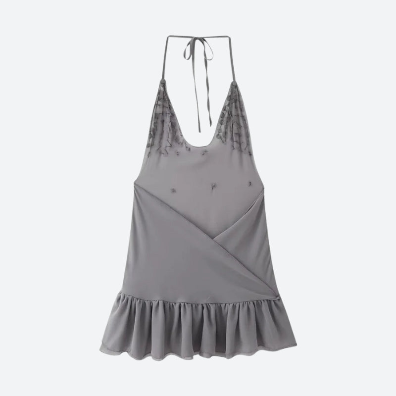 Backless Button Mini Dress