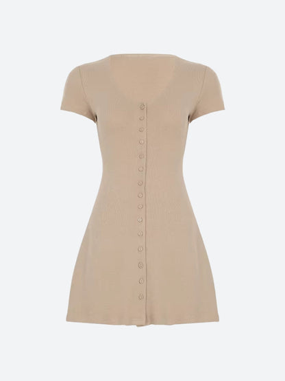Button Up Knitted Mini Dress