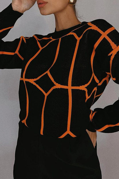 Contrast Crew Neck Loose Sweater