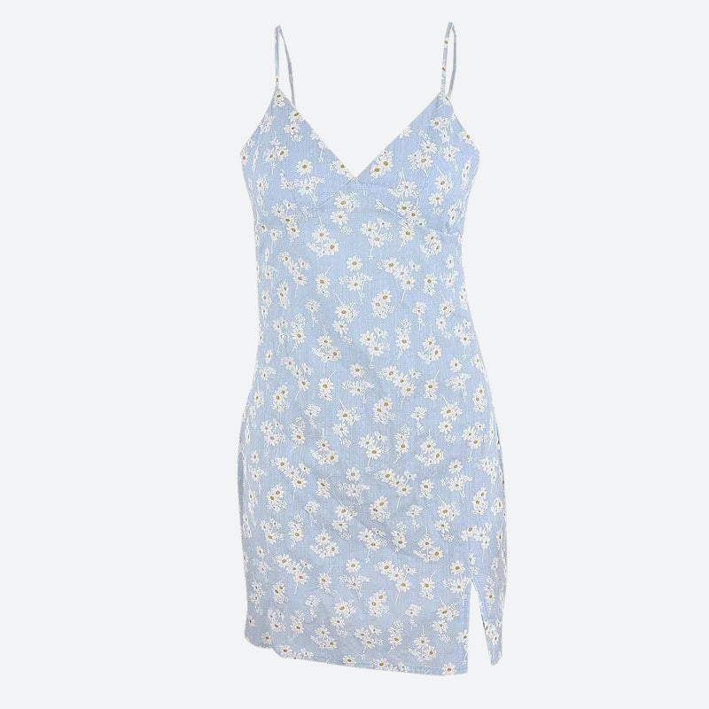 Cottagecore Daisy Slit Mini Dress