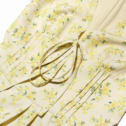 Cottagecore Floral Plunge Neck Mini Dress