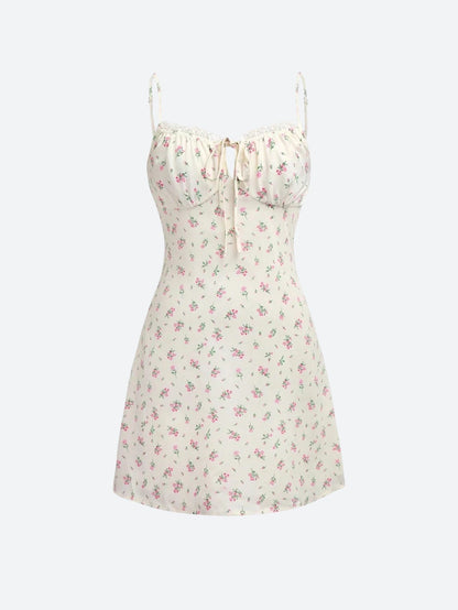 Cottagecore Floral Ruched Mini Dress
