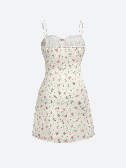 Cottagecore Floral Ruched Mini Dress