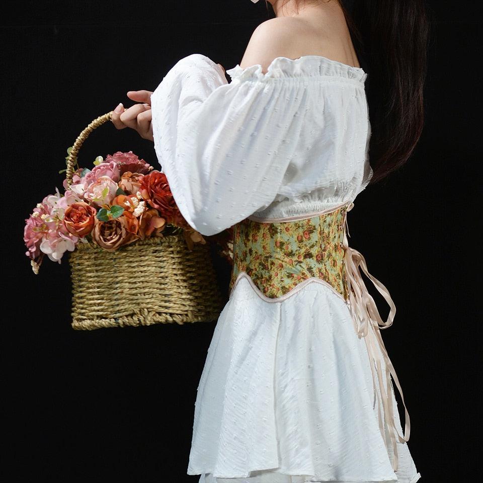 Cottagecore Ribbon Lace Up Waist Corset
