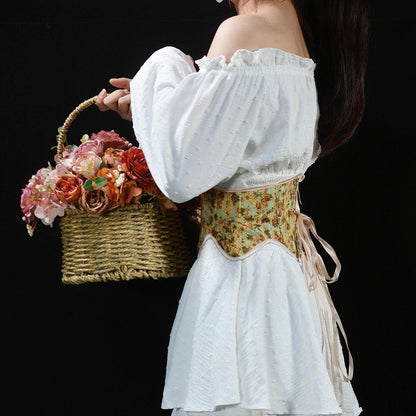 Cottagecore Ribbon Lace Up Waist Corset