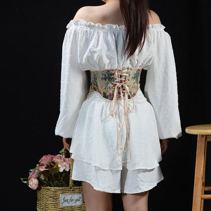 Cottagecore Ribbon Lace Up Waist Corset