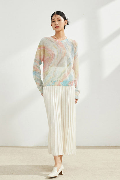 Crew Neck Gradient Wool Sweater