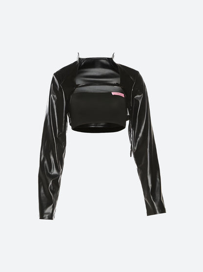 Cyberpunk Faux Leather Crop Jacket