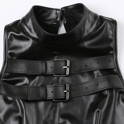 Cyberpunk Faux Leather Crop Top