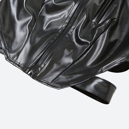 Cyberpunk Faux Leather Zip Up Top