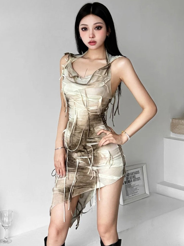 Cyberpunk Hooded Mini Dress